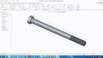 Practice #16A: Helical Sweep commands using PTC Creo Parametric-M22 coarse thread hexagonal bolt