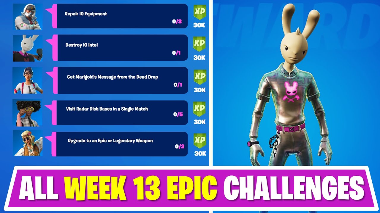 All Week 13 Leaked  Epic Quest Challenges Fortnite Season 7 - Repair IO Equipment, Destroy IO Intel
