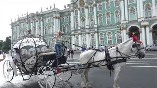 A Girl And A Horse - Bold Russian Girl Riding Horse Cart Taxi