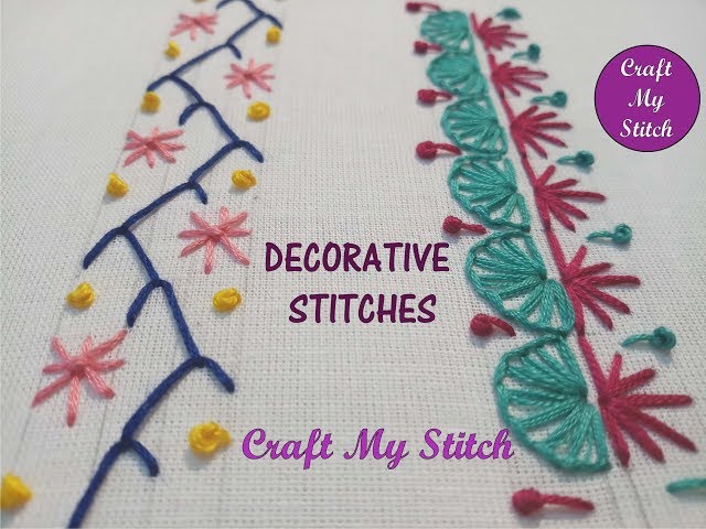 10 Decorative Stitches - Embroidery Learning Tutorials for Beginners 