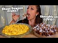 Q&A MUKBANG Cheesy Mac & Cheese and Cinnamon Pull-Apart Bread