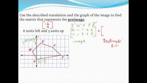 Using matrix addition to find coordinates of a translated preimage (working backwards)