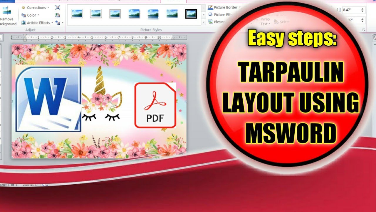 PAANO MAG LAYOUT NG TARPAULIN GAMIT ANG MSWORD2010!! - YouTube