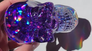 Purple holographic resin skull DIY / Using liquid diamonds resin