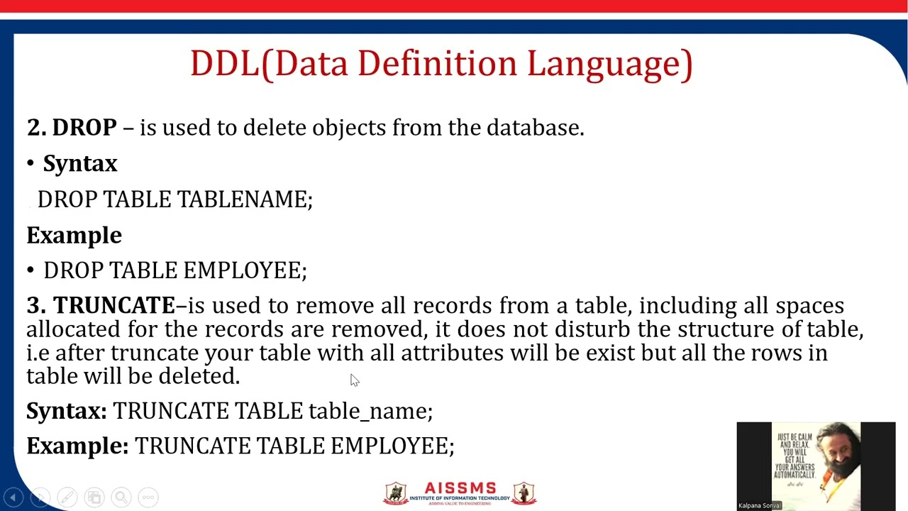 операторы языка определения данных