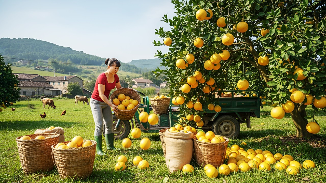 So Many Grapefruit! Harvesting and Loading a 3-Wheeled Truck for the Countryside Market