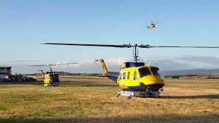 Hueys arriving and being readied for the Tasmanian bushfire season