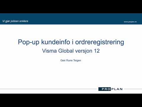 Visma Global - Pop up kundeinfo i ordreregistrering