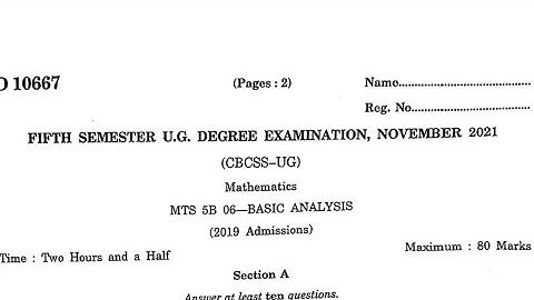 BASIC ANALYSIS 2021 Question paper ( 5th sem  bsc mathematics Calicat university )