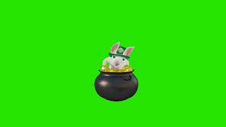 rabbit in gold pot free green screen