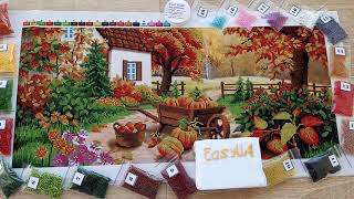Autumn bead embroidery kit Contemporary Embroidery Seed Beads Preciosa