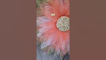 Spring Flower Wreath | Deco Mesh Wreath #tinascountrydoor #dollartree #wreathtutorial #flowerwreath