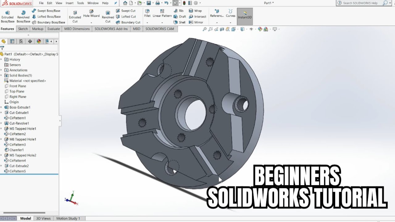 SolidWorks Tutorial for beginners Exercise - YouTube