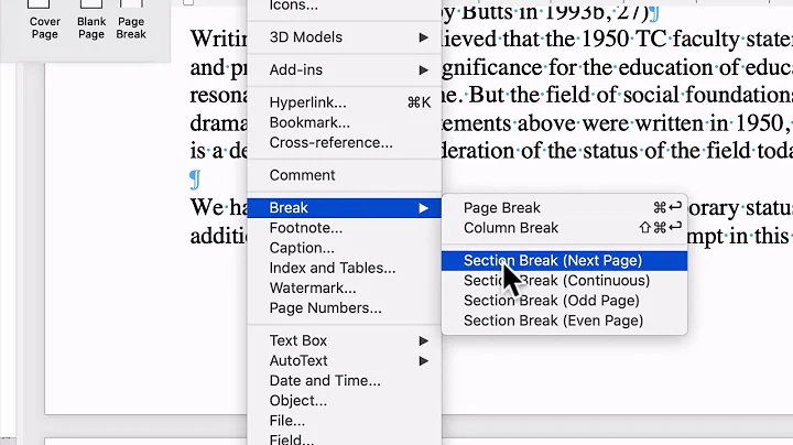 Setting two different page numberings in the same Word doc (for front matter in thesis/dissertation)