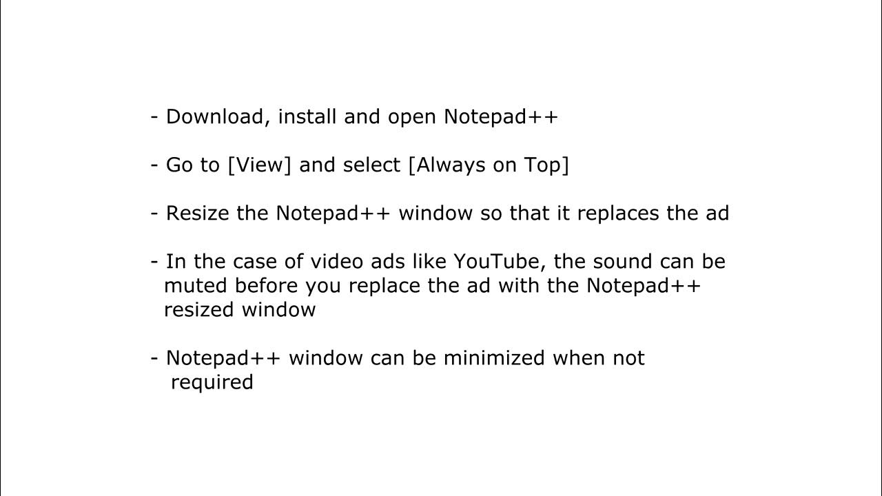 Hide ads using Notepad++(Always on Top) [Works only with PC/Laptop and