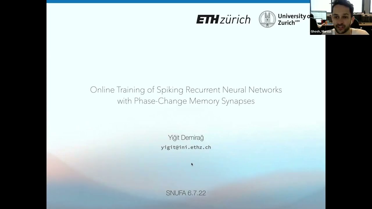 Online training of spiking recurrent neural networks with phase-change memory synapses | Yigit Demirag | 2022