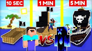 NOOB vs. PRO STAVÍ PIRÁTSKÉ LODĚ za 10 SEC / 1 MIN / 5 MIN v Minecraftu! ☠️