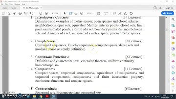 SYLLABUS METRIC SPACE