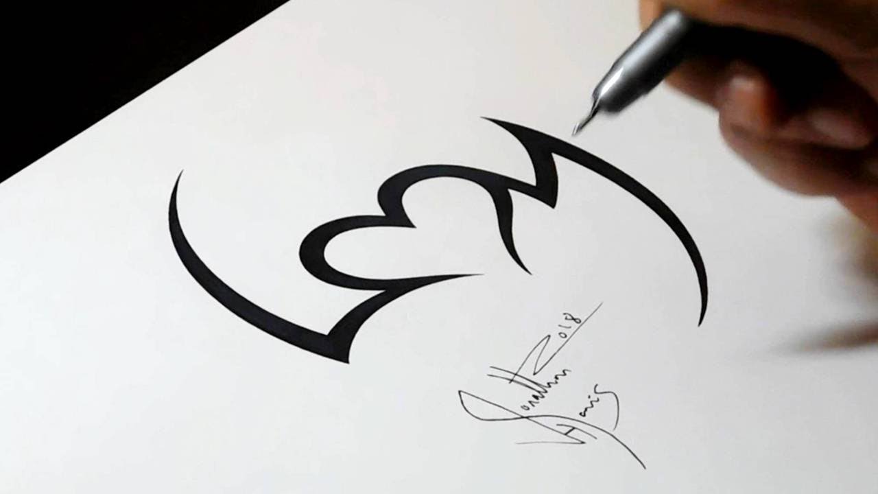 Drawing Initials L and M with a Heart Design