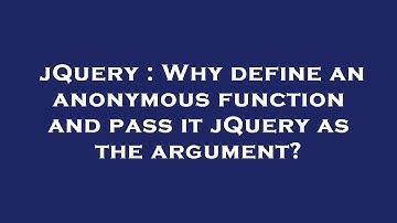 jQuery : Why define an anonymous function and pass it jQuery as the argument?