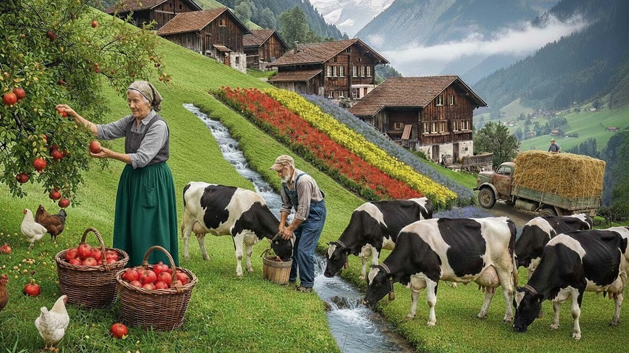 A Day in Peaceful Farm Life – Harvesting, Milking, and Living Close to Nature