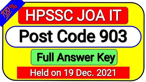HPSSC JOA IT Post Code 903 Complete Solved Paper ||  JOA IT 903 Answer Key ||
