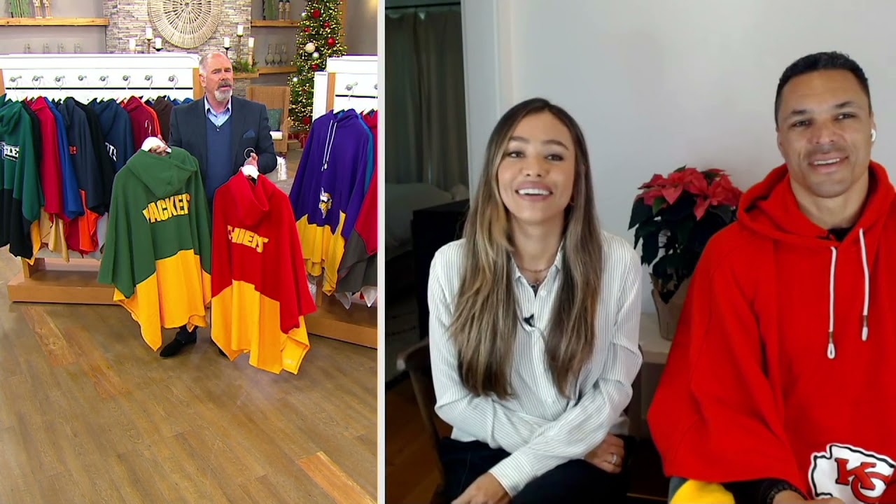 NFL Tony Gonzalez Color Blocked Hooded Poncho on QVC YouTube