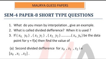 Paper -8 Numerical method, short type most important question for vbu, bbmku
