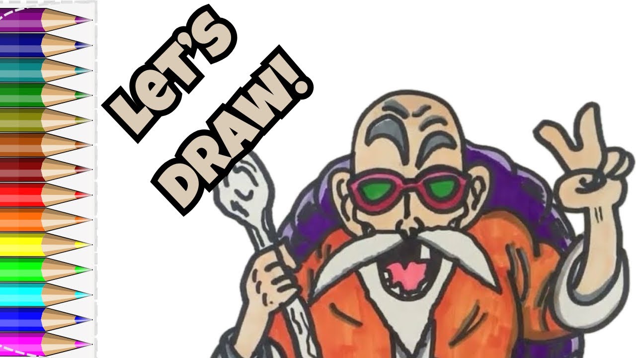 Drawing Master Roshi from Dragon Ball Z | Step-by-Step Hand Drawing for ...