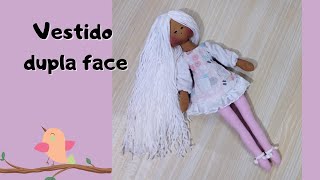 vestido dupla face para boneca de pano