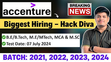 🔥Accenture Direct Test Hiring | 2021, 2022, 2023, 2024 BATCH | Hackdiva Eligibility Updated