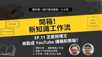 怎麼將爆文再製成 YouTube 講稿和簡報？Obsidian Excalidraw 簡報工作流，與 Scott Scheper 的 3 天寫書系統 (ODE)  |【開箱新知識工作流】EP 11