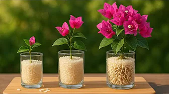 Just Rice! The bougainvillea branch suddenly grew 999 roots and bloomed all year round.