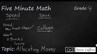 4th Grade Math Personal Financial Literacy: Allocating Money