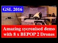 8 x Parrot BEBOP 2 Drones dance in Synchronised demo + Head-on Crash!!