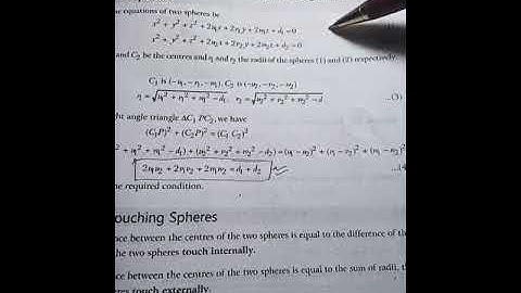 Condition of orthogonality of two spheres