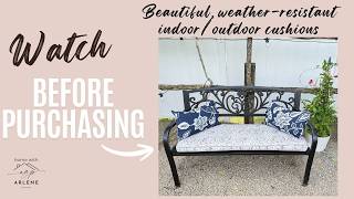 Elegant Navy Outdoor Lumbar Pillows for Patio Seating #outdoorliving #patiodecor #backyarddesign