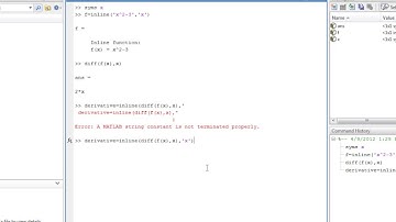 cd   Matlab Essential Skills   Sect 55   Evaluating Derivatives at a Point