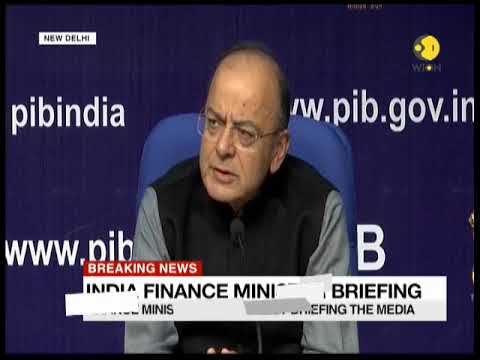 Breaking News Indian Finance Minister Arun Jaitley briefing the media