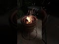 植木鉢で炭を起こした
