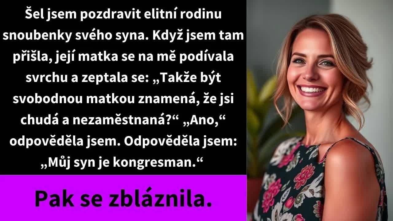 „No každopádně se nezdá, že byste měla slušné povolání. Tohle manželství je nepřijatelné.“ Sotva jsem usedla k večeři na oslavu zasnoubení mého syna, matka jeho snoubenky si mě změřila pohledem...