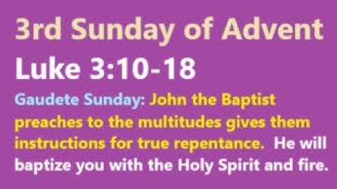 Luke 3:10-18: 3rd Sunday of Advent, Gospel Reflection, Year C, Fr. Tim Peters