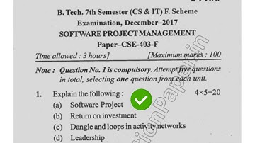 2017 Mdu BTech CSE 7th Software Project Management Question Paper #MduQuestionPaper