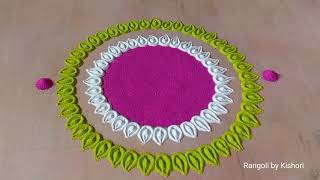 Simple,Easy rangoli design by Kishori |Latest beautiful rangoli | Satisfying, relaxing rangoli art |