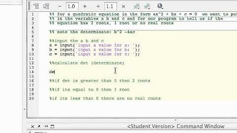 3.3 Quadratics Example Using If Statement in MATLAB (Part 1)