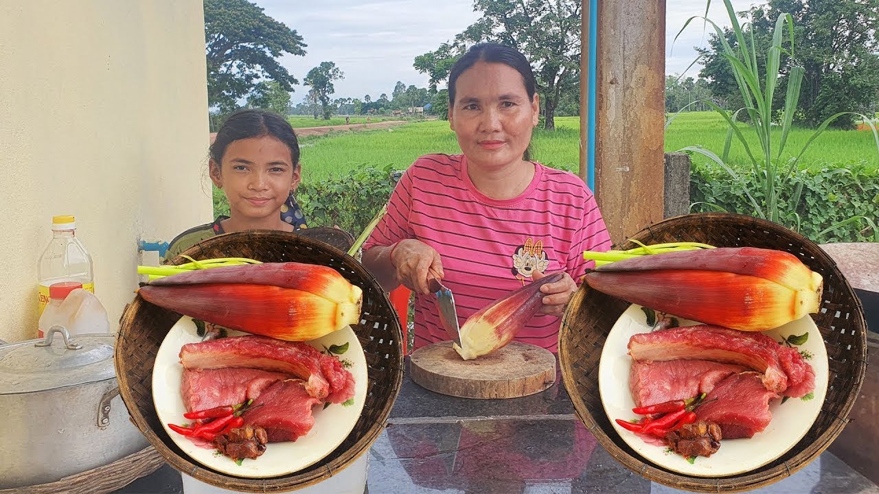 Cooking pork ribs with banana flowers | Rural Cooking Life