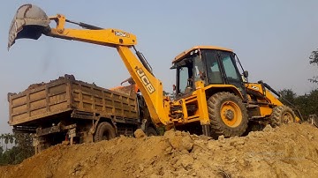 Backhoe Loader Working In Village Area (Soil Loading In Tripper Dump Video)