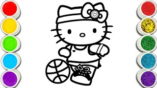 Hello Kitty Playing with Football Drawing, Painting, Coloring for Kids and Toddlers