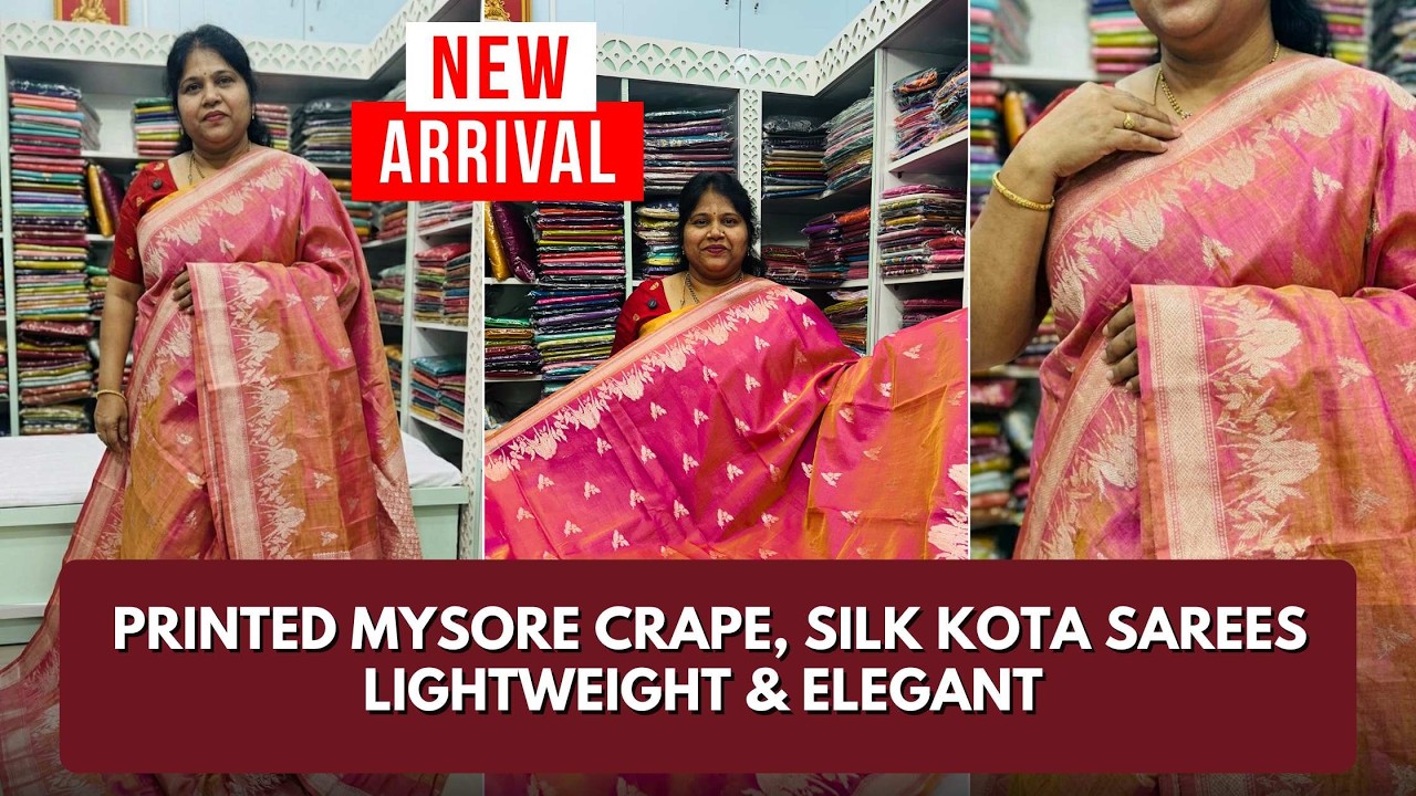 Latest Printed Mysore Crape & Silk Kota Sarees 2026 | Lightweight & Elegant Collection