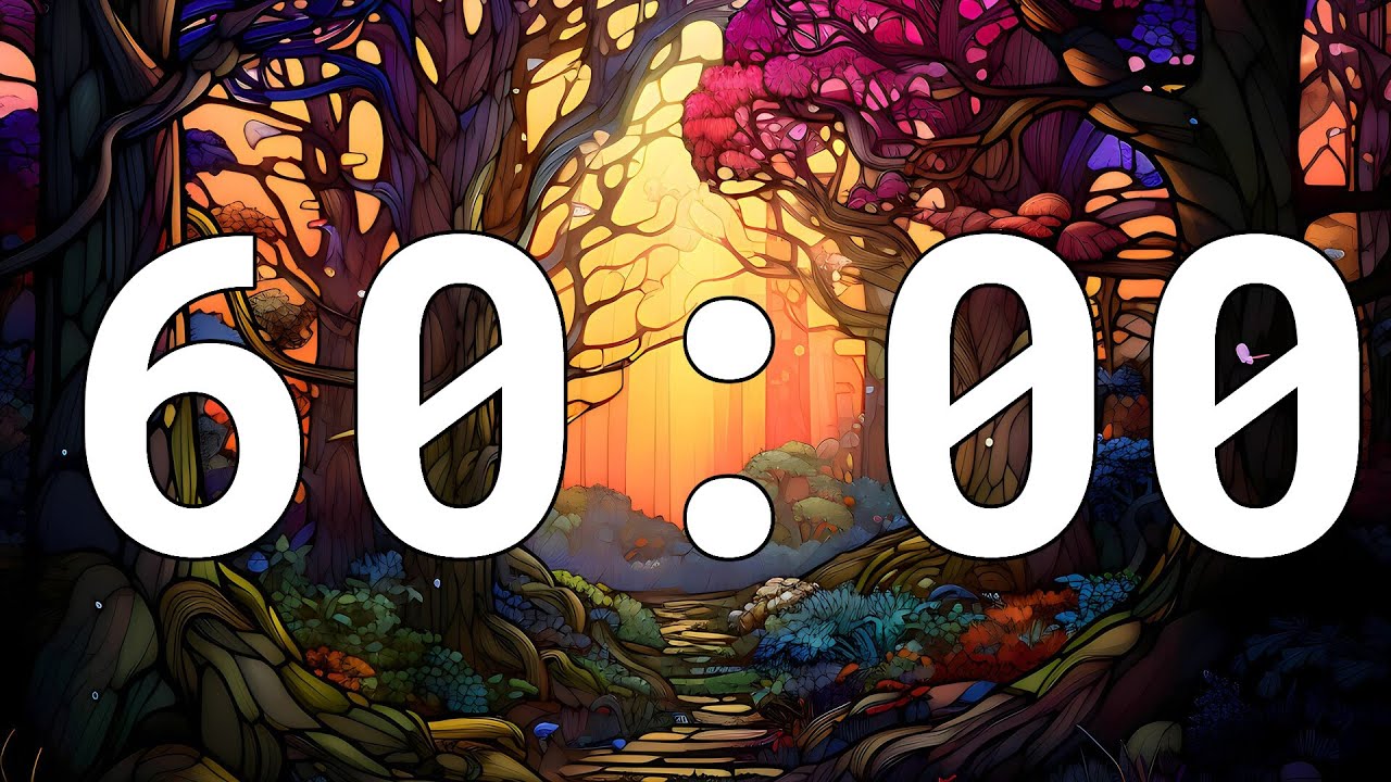 60 minutes Countdown Timer - Fantasy Forest Stained Glass Background ...